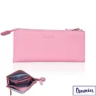 【OMNIA】6卡1照浪漫風情單拉鍊牛皮長夾5103- 芭比粉