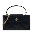 Tory Burch Kira 菱格紋鏈帶皮革手提包- 黑色