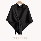 新春年節時尚保暖名媛款超柔羊毛質感三角披肩斗篷小外套披風(閨蜜媽媽女友老婆生日聖誕禮物) 優雅黑