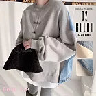 日本 Belle Ćie 精緻韓風 | 街頭風丹寧拼接T恤 | 內刷毛寬鬆上衣 | 背面牛仔布 灰色