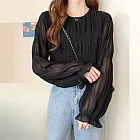 日本 Belle Ćie 精緻韓風 | 雪紡糖果袖 | 薄紗襯衫 One Size 多色 黑色