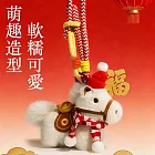 馬年吉祥物 毛絨小馬掛件 馬上有錢掛件1入（新年禮物 春節裝飾 馬年賀歲掛件） 白馬+紅色圍巾