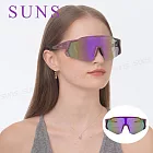 【SUNS】運動偏光太陽眼鏡 含內視鏡 頂級REVO電鍍 Polarized墨鏡 抗UV400/抗藍光/路跑/自行車 紫框紫水銀