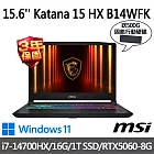 (送500G行動碟)msi微星 Katana 15 HX B14WFK-884TW 15.6吋(i7-14700HX/16G/1T SSD/RTX5060/W11)