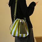 條紋斜跨便當袋 淺藍綠