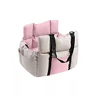 【野一夏】多功能攜帶式可折疊加厚狗窩-含安全繩 寵物車窩 寵物安全座椅 外出窩 寵物車用 車用寵物座椅 -粉色