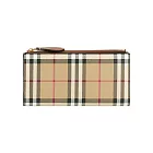 BURBERRY 大格紋釦式二折薄款長夾 (經典米色/石楠木棕)