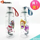 三麗鷗 買1送1 Kitty庫洛米 Ecozen透明水瓶600ml-附矽膠吸管 粉Kitty+紫Kuromi