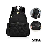 【OMC】(葫蘆紋附胸扣)必buy寬側袋旅行休閒後背包23531 黑色