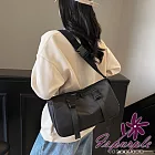 【iSPurple】運動休閒風 大容量防潑水斜單肩郵差包/黑 黑