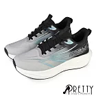 【Pretty】男 運動鞋 休閒鞋 輕量 飛織 綁帶 厚底 科技風 漸層 EU40 灰色