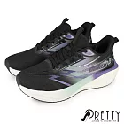 【Pretty】男 運動鞋 休閒鞋 輕量 飛織 綁帶 厚底 科技風 漸層 EU40 黑色