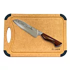 【金永利鋼刀】NK3a人體工學橄欖木柄/大馬士革鋼 三德刀＋一鳥砧板 料理組