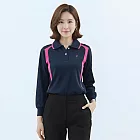 【遊遍天下】MIT台灣製女款抗UV吸濕排汗長袖POLO衫(GL1063) M 丈青