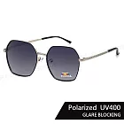 【SUNS】時尚金屬大框墨鏡 多邊形偏光墨鏡 修臉神氣 防眩光/遮陽/輕盈材質/抗UV400 S941 銀框漸層黑灰