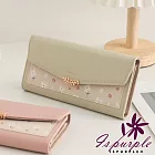 【iSPurple】清新滿花 印花皮革三折金釦長夾/綠色 綠色