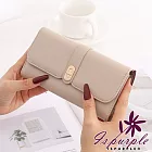 【iSPurple】清新純色 三折荔枝紋皮金釦長夾/顏色可選 杏