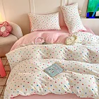 《DUYAN 竹漾》舒柔棉雙人床包涼被四件組-糖霜漫彩