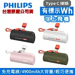 PHILIPS 飛利浦 4900mAh 口袋行動電源 Type-C款 DLP2550  黑
