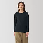 【MUJI 無印良品】女棉保暖厚織圓領長袖T恤 L 黑色