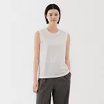 【MUJI 無印良品】女天竺無袖T恤 M 白色