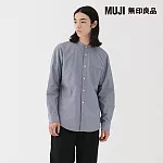 【MUJI 無印良品】男水洗平織布立領長袖襯衫 XL 煙燻藍