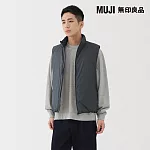 【MUJI 無印良品】男輕量羽絨可攜式立領背心 XL 煙燻藍