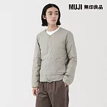 【MUJI 無印良品】男輕量羽絨可攜式無領外套 L 灰銀