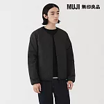 【MUJI 無印良品】男輕量羽絨可攜式無領外套 L 黑色