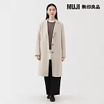 【MUJI 無印良品】女羊毛混雙面織西裝式大衣 M 米黃