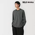 【MUJI 無印良品】男天竺圓領長袖T恤 M 黑紋樣