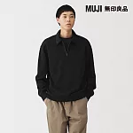 【MUJI 無印良品】男二重織有領套衫 L 黑色