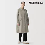 【MUJI 無印良品】女撥水加工折領長版大衣 L 灰棕