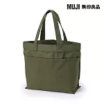 【MUJI 無印良品】帆布橫型托特包 卡其綠