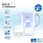 Kolin 歌林 3.8L濾水壺(內含四重濾芯*1)+四重濾芯6入(共1壺7芯/適用Brita)  (白色)