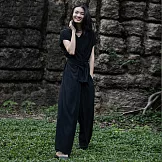 旅途原品_週一_肌理銅氨顯瘦連體褲 M/L M黑色