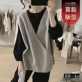 【Jilli~ko】不規則針織背心寬鬆顯瘦簡約馬甲 J12505  FREE 灰色