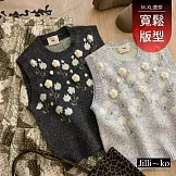 【Jilli~ko】甜美立體花朵針織馬甲 J12585  FREE 淺灰