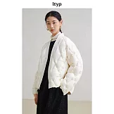 ltyp旅途原品 95白鵝絨無縫羽絨服 文藝短款菱形格羽絨外套女冬季 M L  M 象牙白