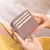 CHENSON 真皮 簡約3卡零錢包/票卡夾(W00820-U) 豆沙紫