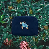 【一帆布包】臺灣動物-帆布刺繡零錢包-  綠蠵龜
