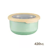 【HOUSUXI舒希】不鏽鋼雙層隔熱碗-420ml  -湖綠