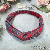 【卡樂熊】簡約百搭扭結格紋造型髮帶(三色)- 紅色