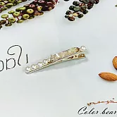 【卡樂熊】氣質閃耀水晶造型髮夾/邊夾(三色)- 米白