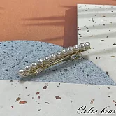 【卡樂熊】韓系珍珠閃耀造型彈簧夾/髮夾(兩色)- 金色