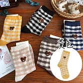 Kankoku韓國  格子小熊棉襪   * 黃色