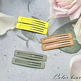 【卡樂熊】基本磨砂細長方型6入組造型髮夾/邊夾(六色)- 黃咖綠