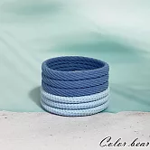 【卡樂熊】雙拼髮束6入組造型髮束(四色)- 雙藍色