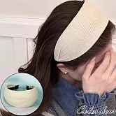 【卡樂熊】針織寬版坑條造型髮箍(五色)- 米白色