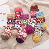 【AnZa】復古民族風加厚秋冬男女中筒襪(5雙1組)      D款-文藝十字花